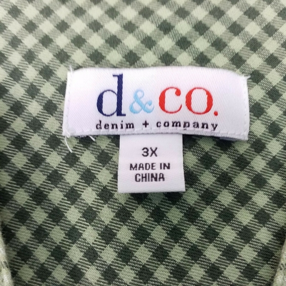 Denim & Co Green Multiprint Long Sleeve Button Front Blouse Womens Plus 3X - Picture 8 of 11